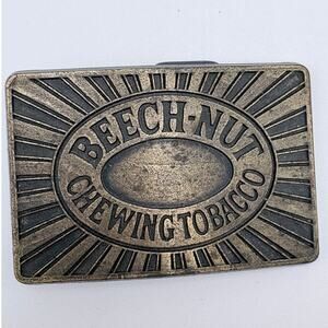 Brass-Tone Beech-Nut Chewing Tobacco Belt Buckle